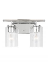 Generation Lighting 41171-05 - Oslo dimmable 2-light wall bath sconce in a chrome finish with clear seeded glass shade