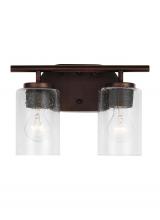 Generation Lighting 41171-710 - Oslo dimmable 2-light wall bath sconce in a bronze finish with clear seeded glass shade