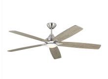 Generation Lighting 5LWDSM60BSLGD - Lowden 60" Dimmable Indoor/Outdoor Integrated LED Brushed Steel Ceiling Fan with Light Kit