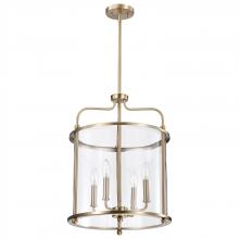 Nuvo 60/7936 - Yorktown 4 Light Pendant; Burnished Brass Finish; Clear Glass