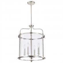 Nuvo 60/7956 - Yorktown 4 Light Pendant; Polished Nickel Finish; Clear Glass