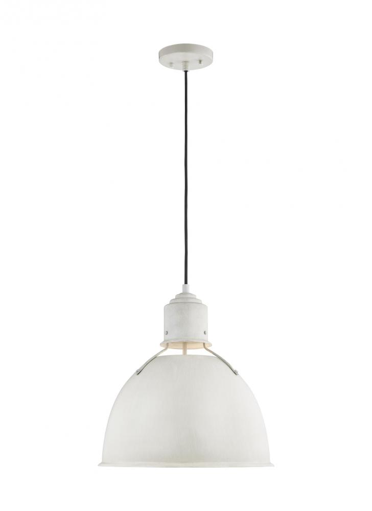 Huey modern 1-light LED indoor dimmable ceiling hanging single pendant light in antique white finish