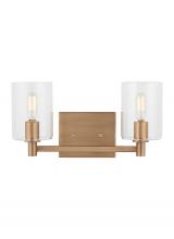 Visual Comfort & Co. Studio Collection 4464202-848 - Fullton modern 2-light indoor dimmable bath vanity wall sconce in satin brass gold finish