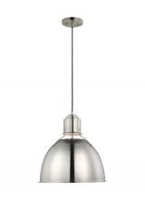 Visual Comfort & Co. Studio Collection 6680301-962 - Huey modern 1-light indoor dimmable ceiling hanging single pendant light in brushed nickel silver fi