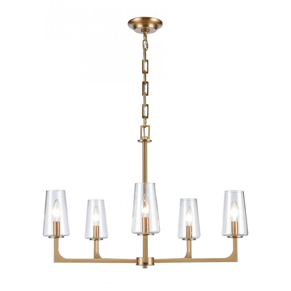 Fitzroy 28'' Wide 5-Light Chandelier - Lacquered Brass