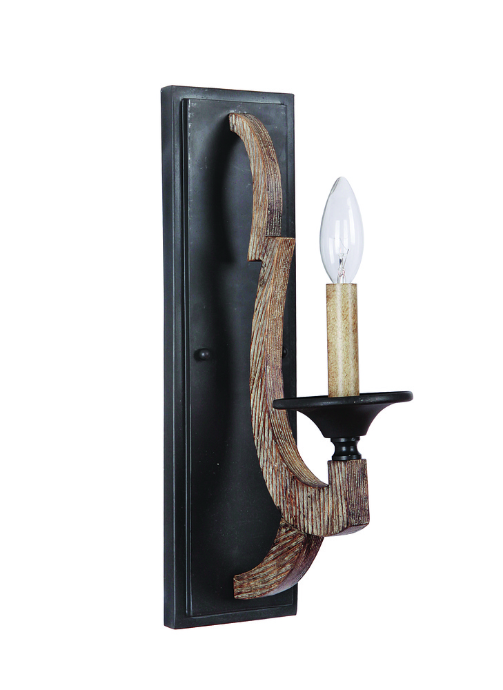 Winton 1 Light Wall Sconce in Weathered Pine/Bronze