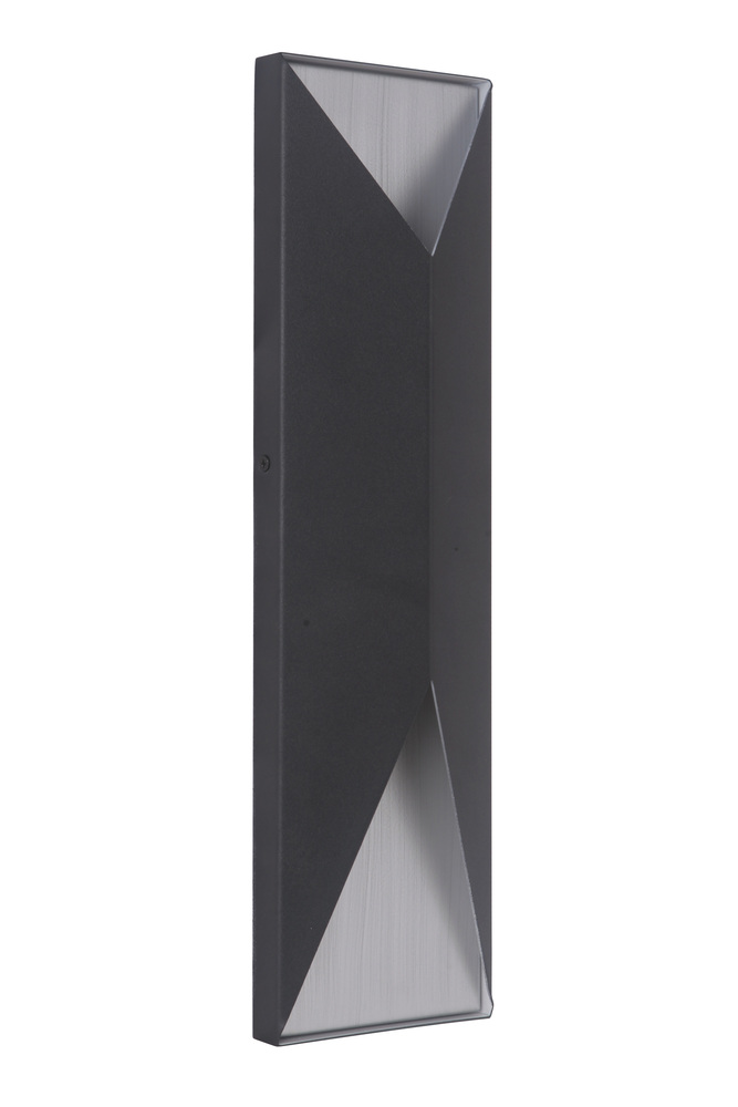 Peak 2 Light Large LED Outdoor Pocket Sconce in Textured Black/Brushed Aluminum