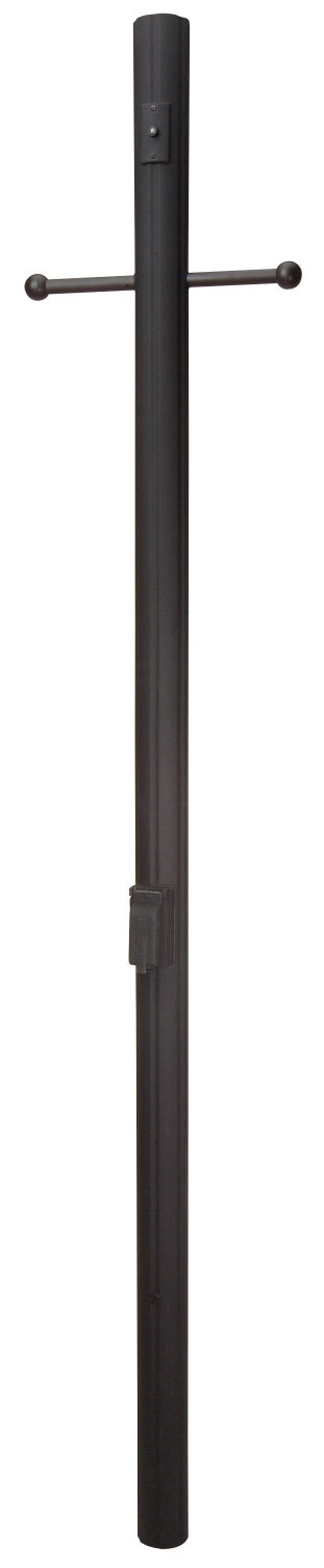 84" Fluted Direct Burial Post w/ Photocell & Convenience Outlet in Textured Black